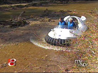 Marion County hovercraft in shallow water